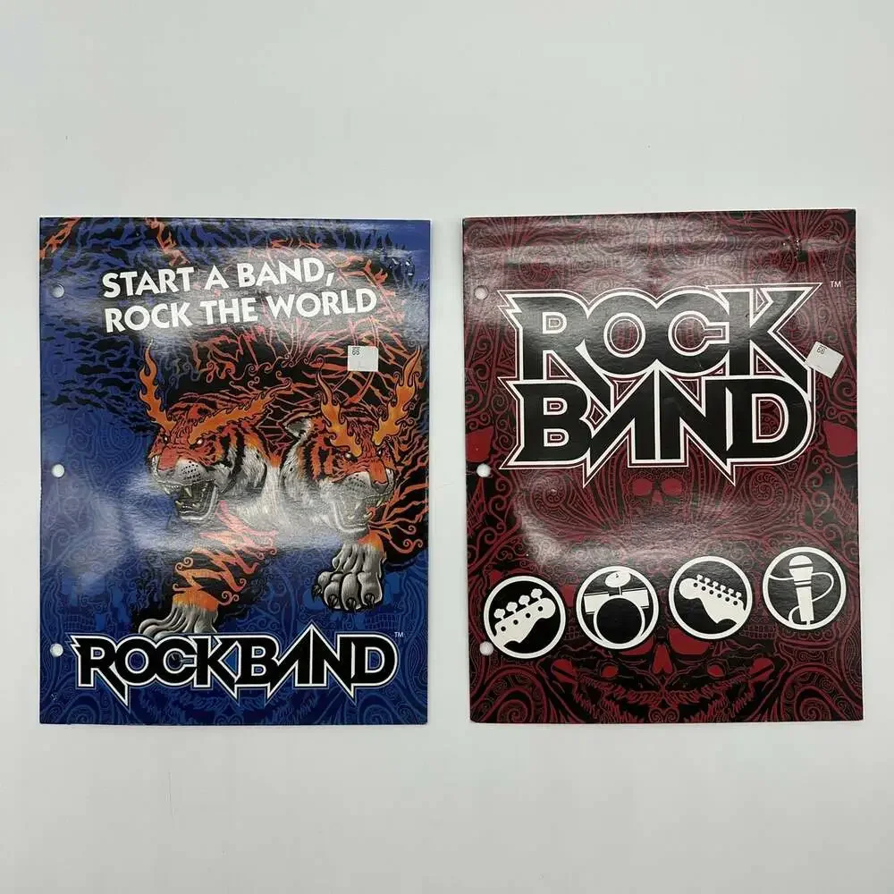 Set of 2 Rock Band Video Game Blue & Red Logo 2-Pocket Portfolio School Folders